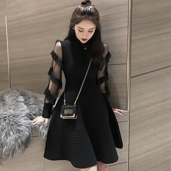 Long Sleeve Black Dress - Picture 1 of 3